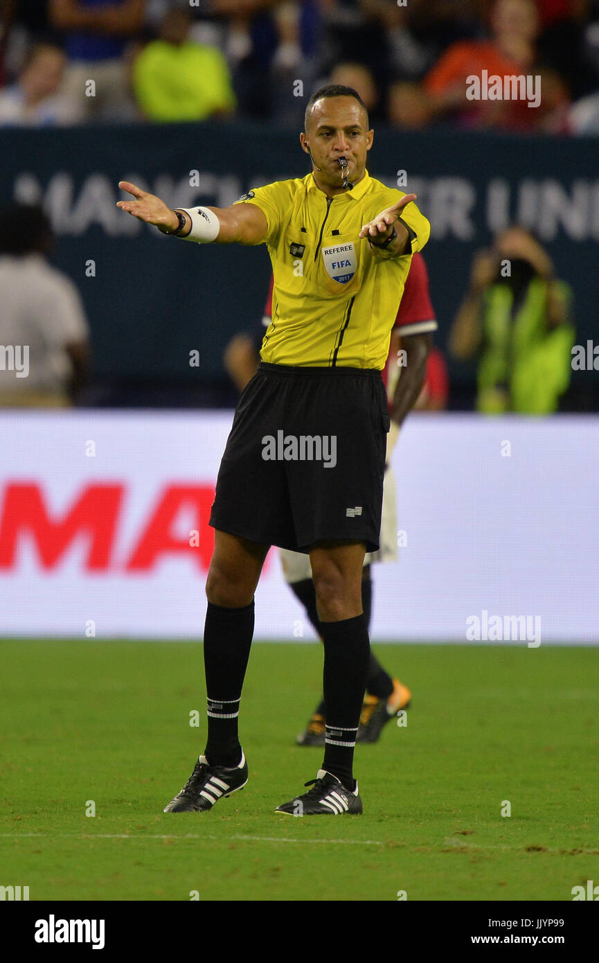 20 July 2017 The referee signals the end of the game during the