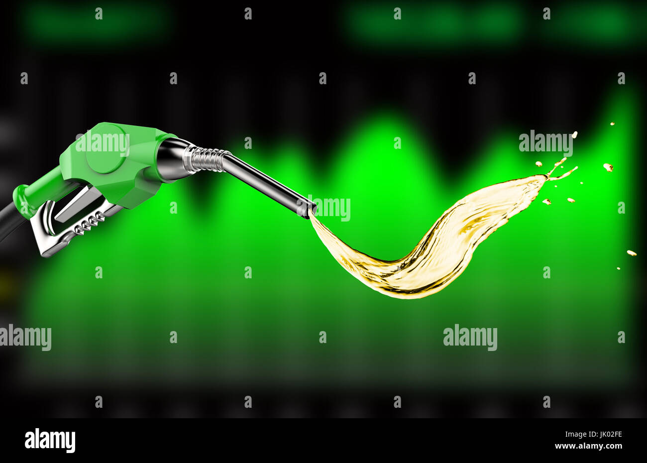 3d rendering green gas pump nozzle with oil splash Stock Photo - Alamy