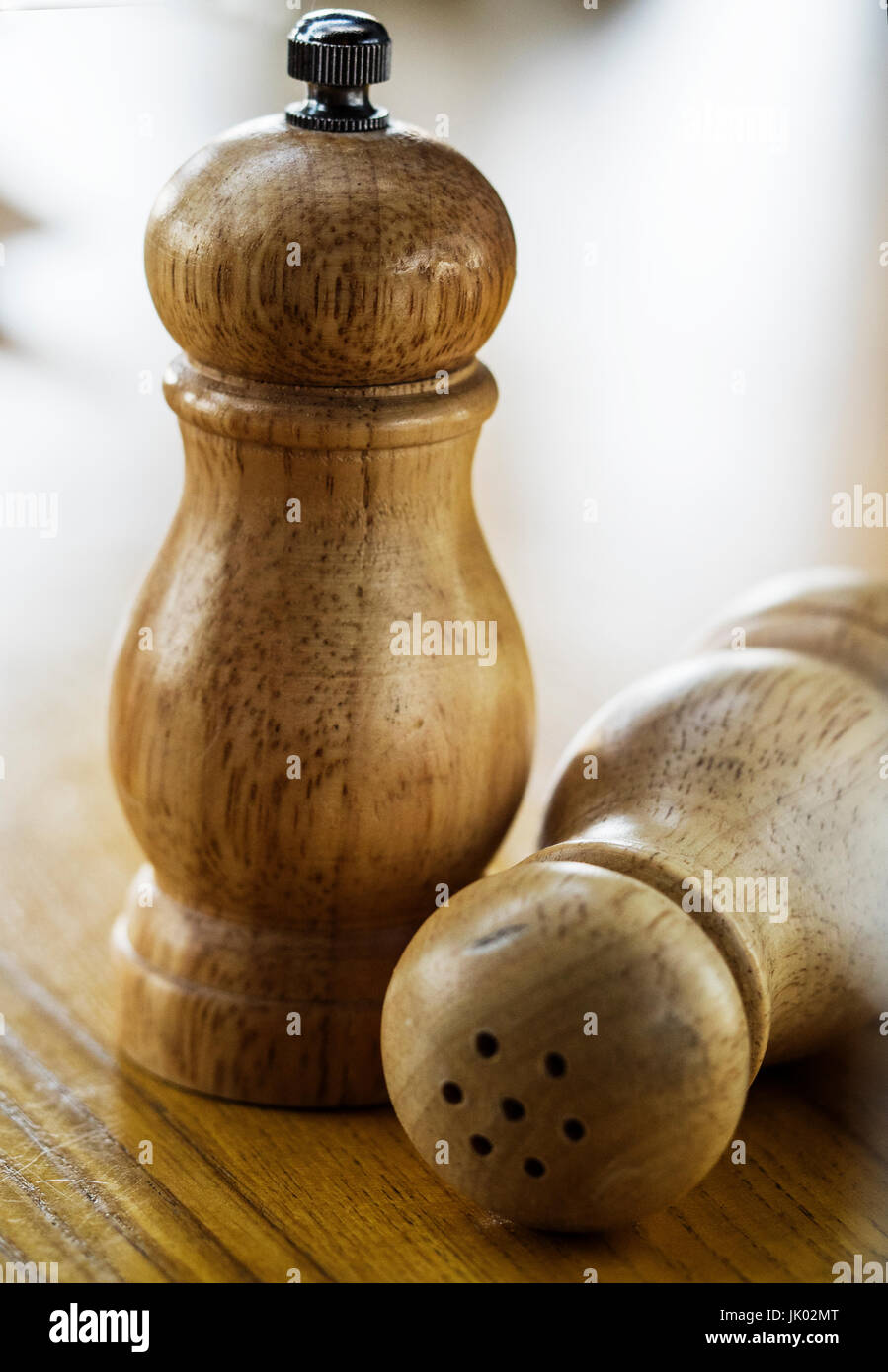 pepper mill and Saltcellar on the table Stock Photo Alamy