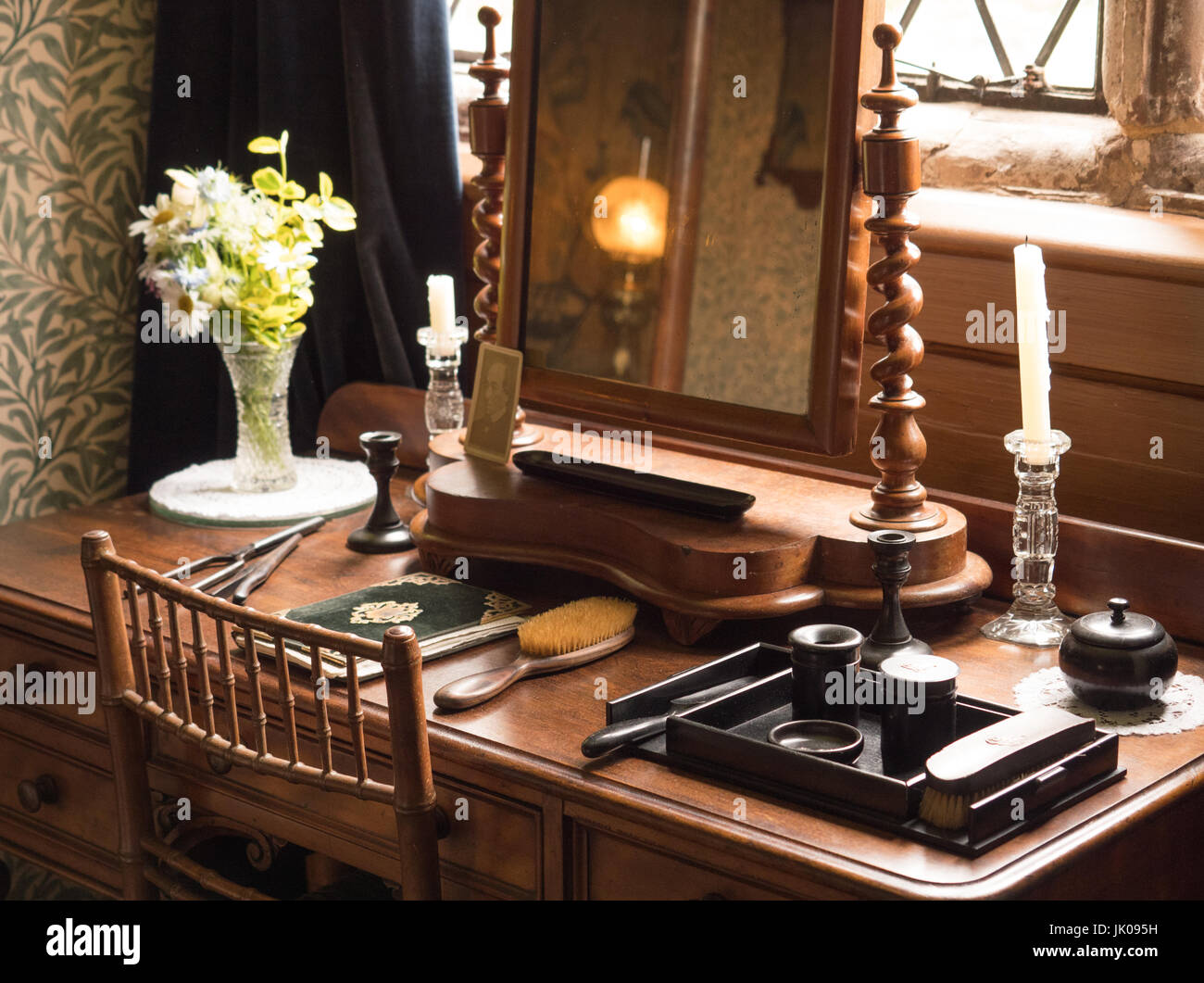 Classic dressing table, mirror and accessories Stock Photo Alamy