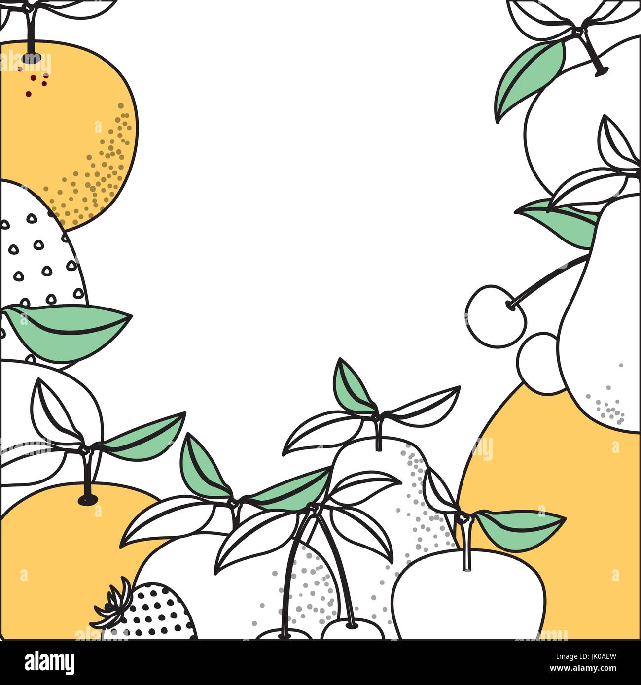 background with color sections of tropical fruits Stock Vector Image