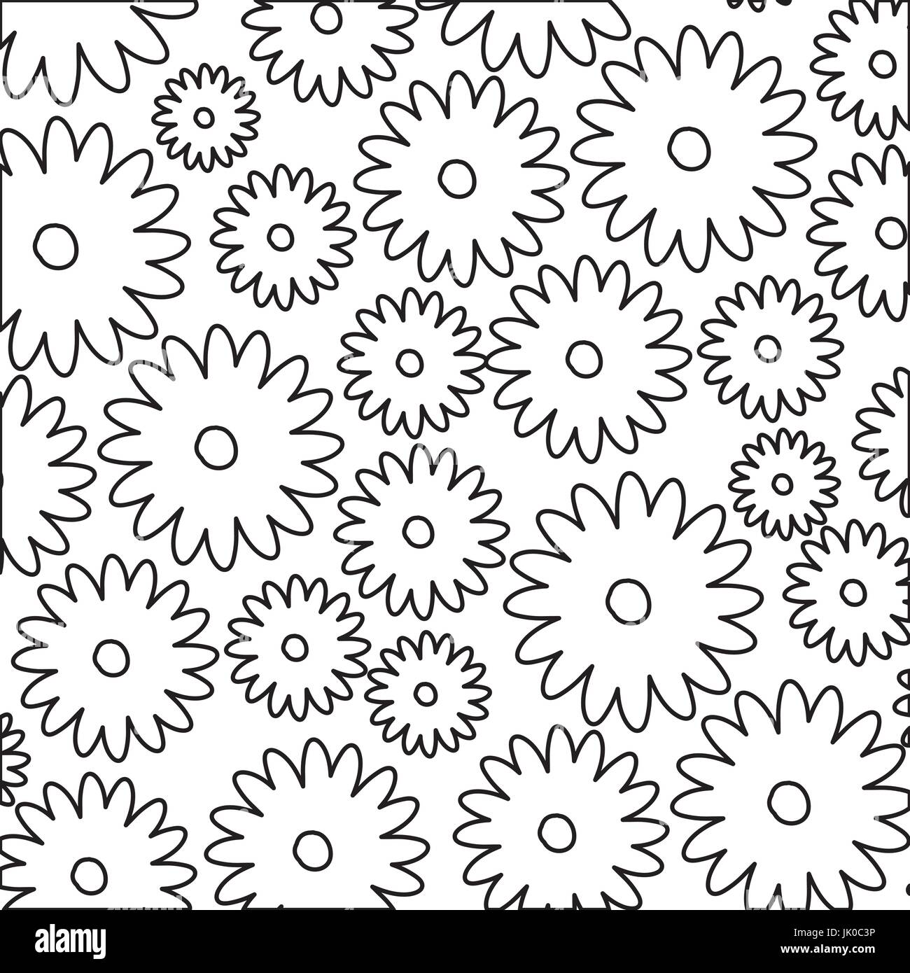 white background with monochrome pattern of daisy flowers Stock Vector ...
