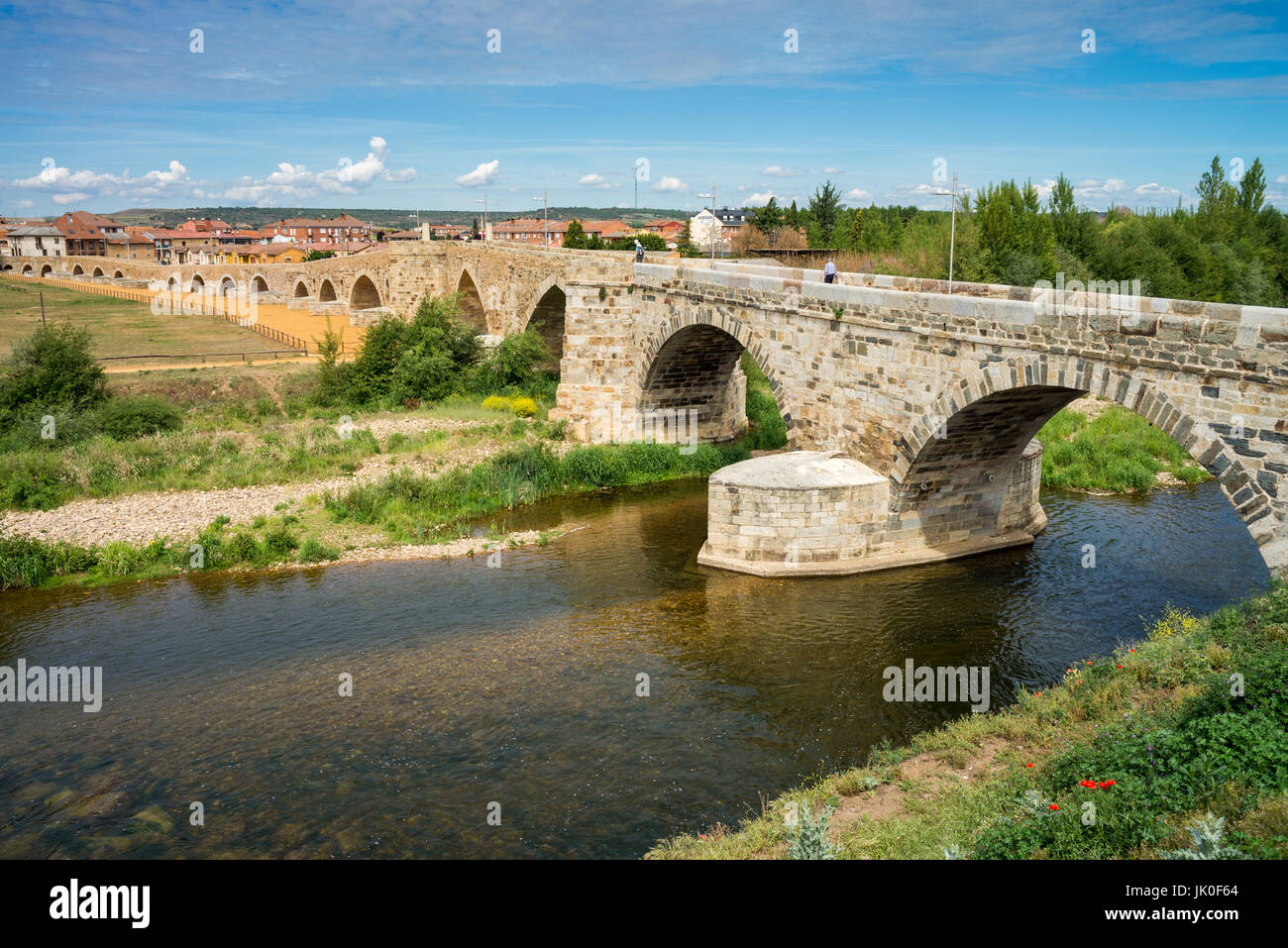 Bridge, Hospital de Orbigo, Province Leon, Spain, Europe. Camino de Santiago. Stock Photo