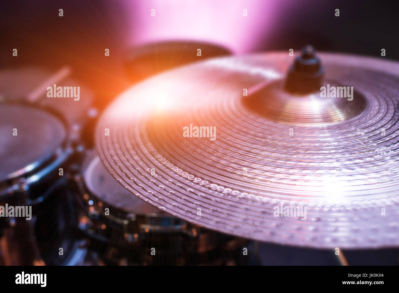 Close-up view of drums set for hard rock concert on stage Stock Photo ...