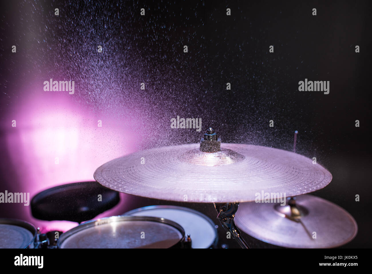 Close-up view of drums set for hard rock concert on stage Stock Photo ...