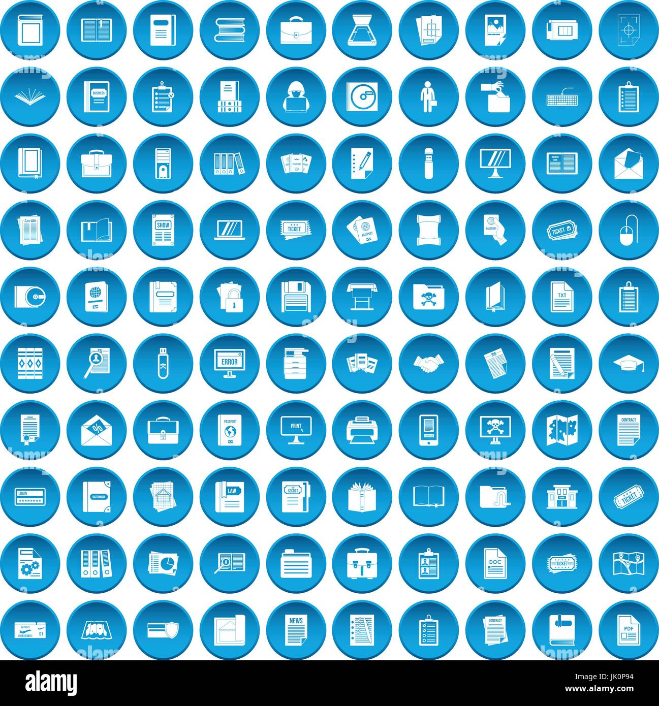 100 document icons set blue Stock Vector Image & Art - Alamy