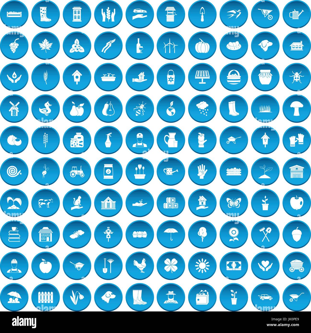 100 farm icons set blue Stock Vector Image & Art - Alamy