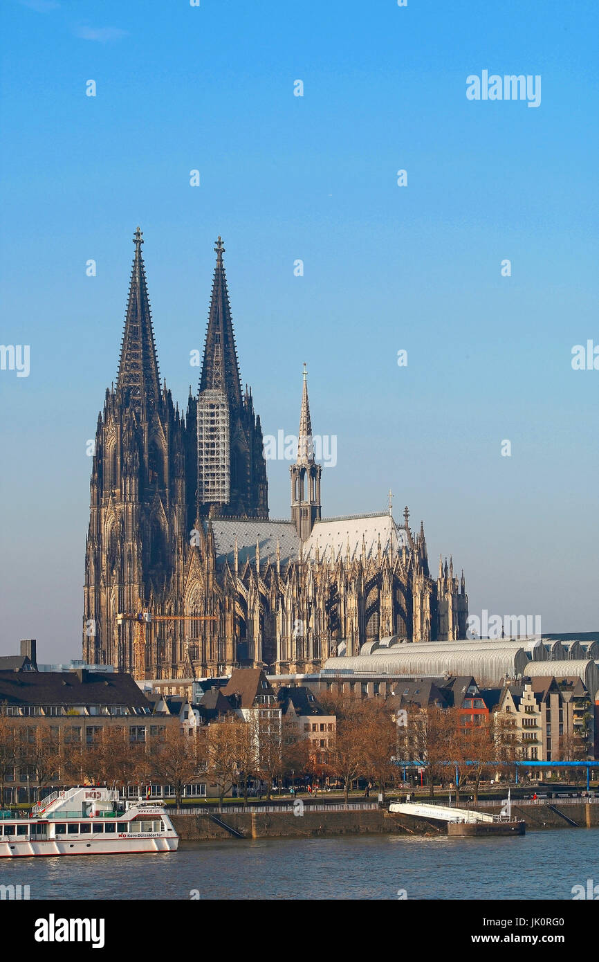 Rhine panorama with Cologne Cathedral, Rheinpanorama mit Koelner Dom Stock Photo