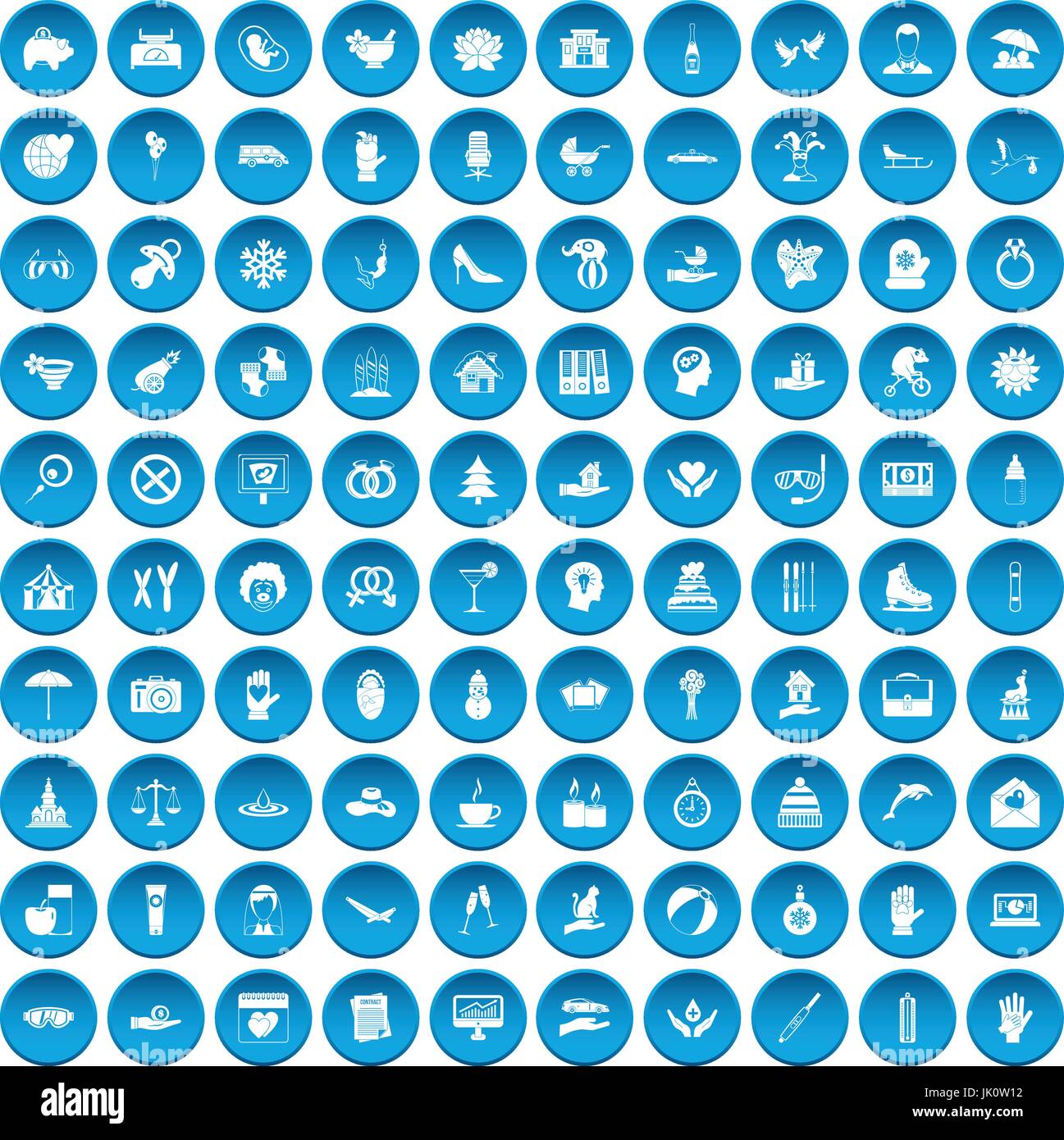 100 joy icons set blue Stock Vector Image & Art - Alamy