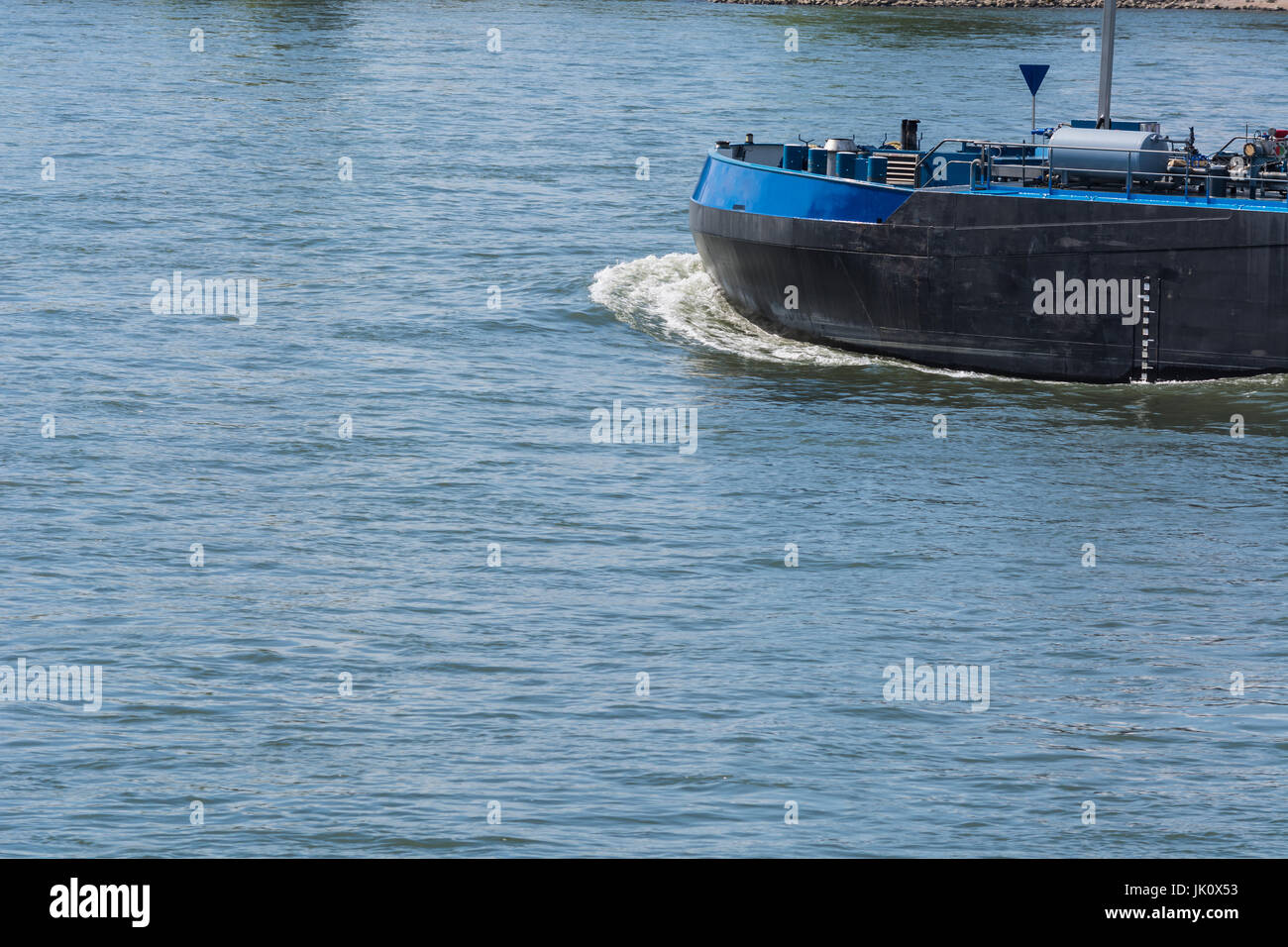 Bug of a large merchant ship, container ship on a large river Stock ...