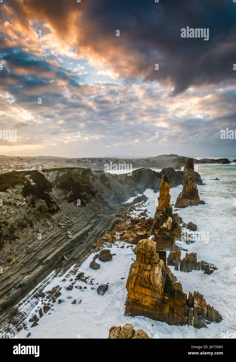 Cliffs. Costa Quebrada (Broken Coast), Cantabria, Spain, Europe. Stock Photo