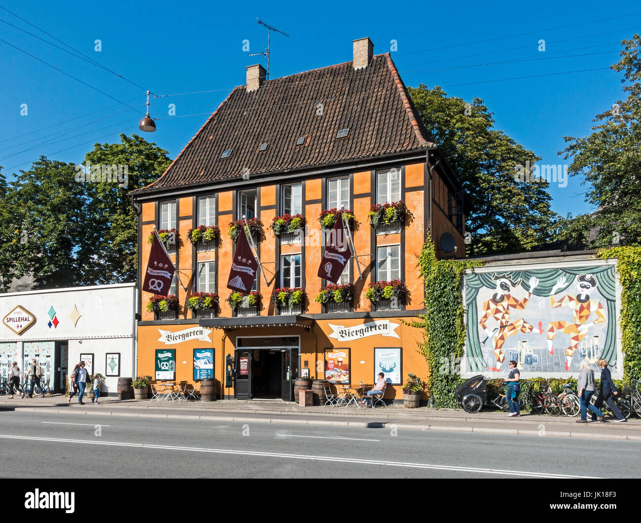 Biergarten pub in Bernstorfsgade opposite the railway station in Copenhagen Denmark Europe Stock Photo