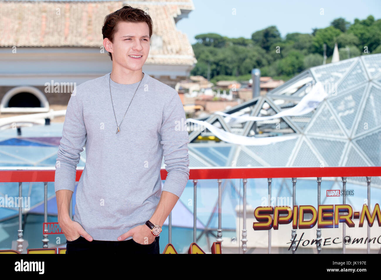 Tom Holland and the director Jon Watts attending the 'Spider-Man: Homecoming' photocall at Zuma in Rome, Italy.  Featuring: Tom Holland Where: Rome, Lazio, Italy When: 20 Jun 2017 Credit: WENN.com Stock Photo