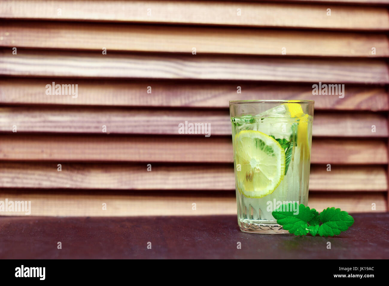 homemade lemonade with lemon, ice and mint Stock Photo