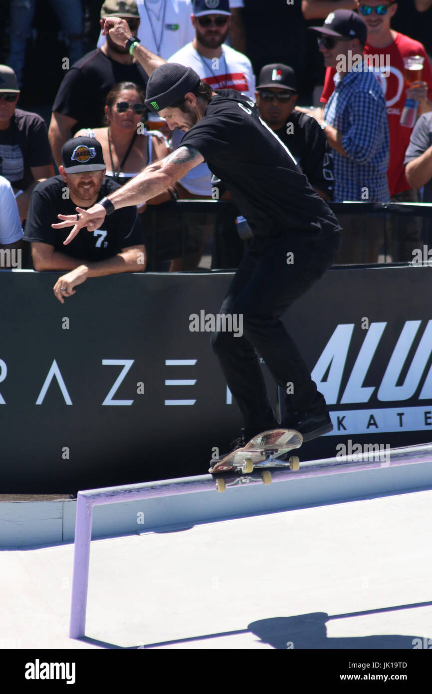 Professional Skateboarders compete at the 2017 Dew tour in Long Beach