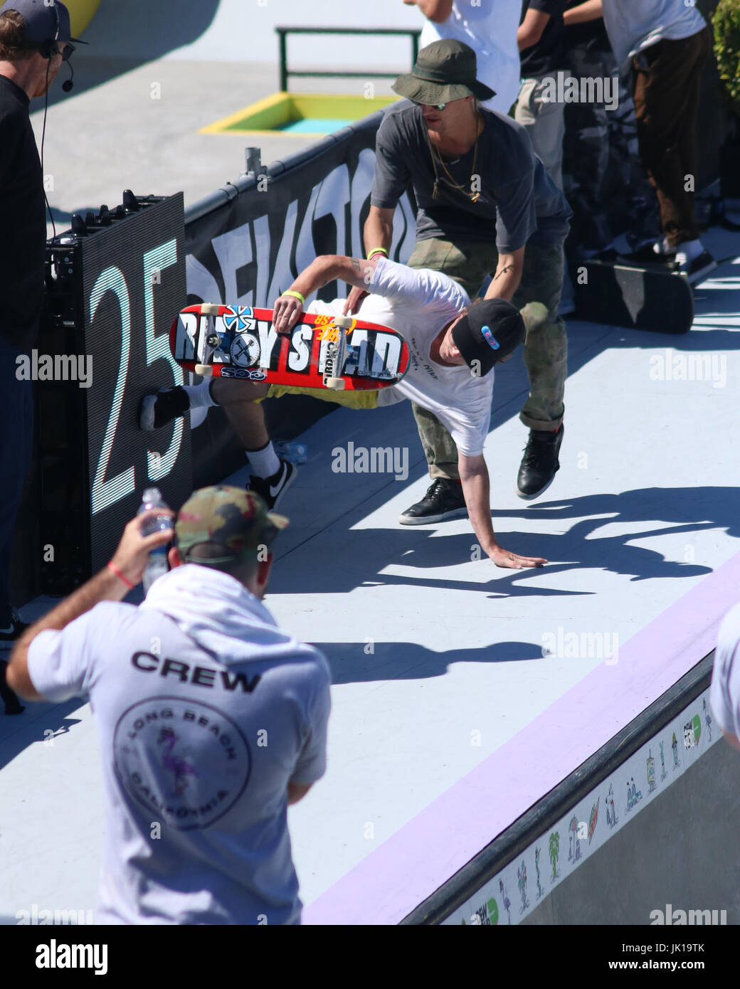 Professional Skateboarders compete at the 2017 Dew tour in Long Beach