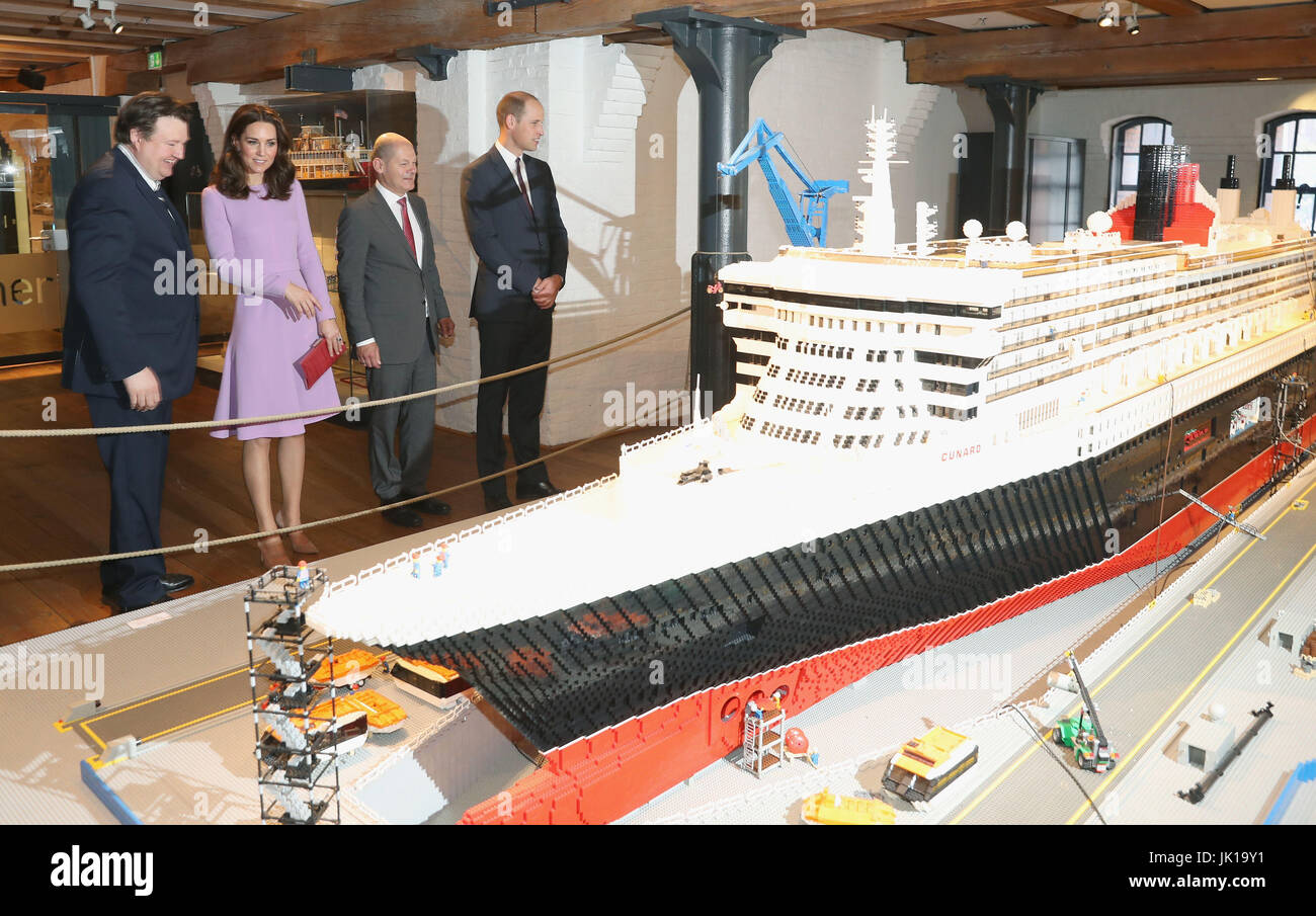 The Duke and Duchess of Cambridge are shown a Lego model of the Queen Mary 2  during a visit to the Maritime Museum in Hamburg, Germany Stock Photo -  Alamy