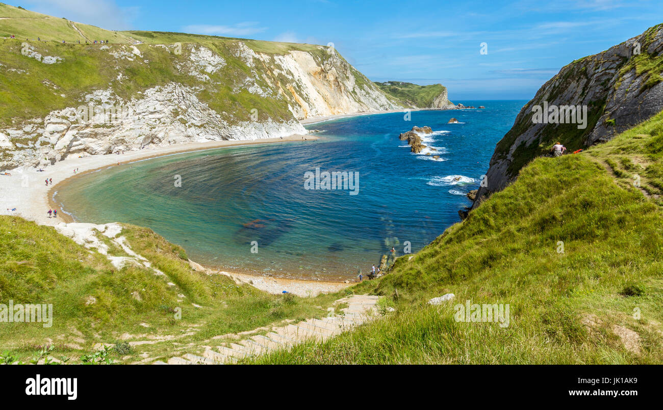 View of 'Man of War' beach adjacent to Durdle Door in West Lulworth Dorset Stock Photo