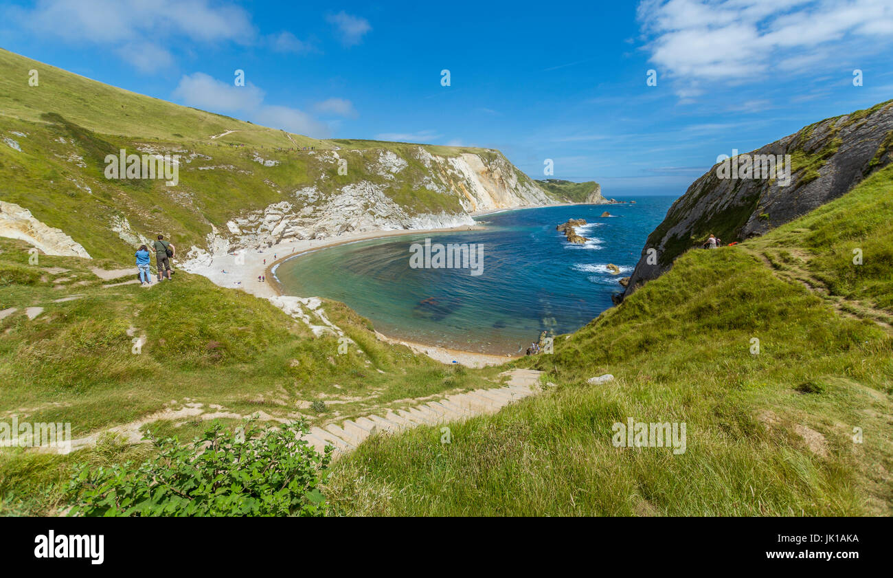 View of 'Man of War' beach adjacent to Durdle Door in West Lulworth Dorset Stock Photo