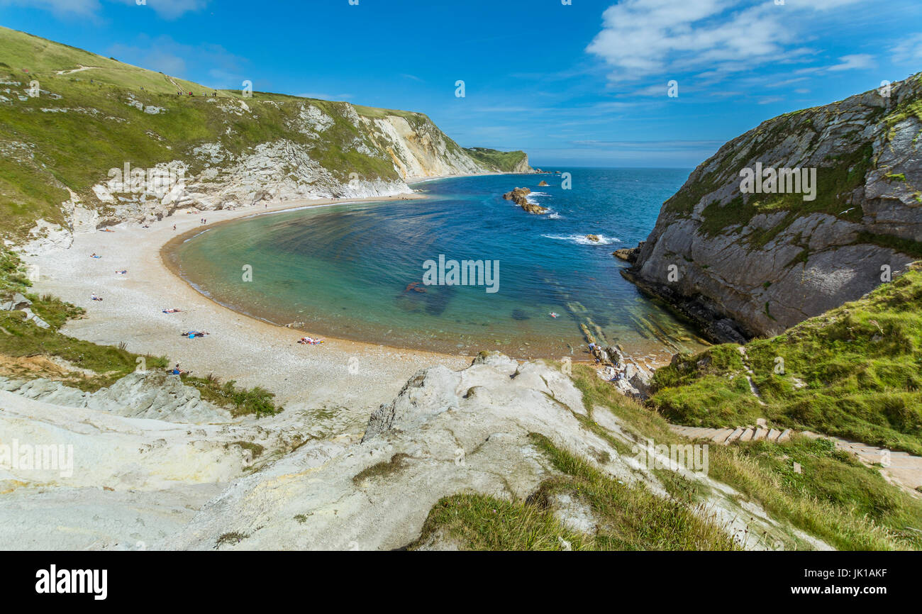 View of 'Man of War' beach adjacent to Durdle Door in West Lulworth Dorset Stock Photo