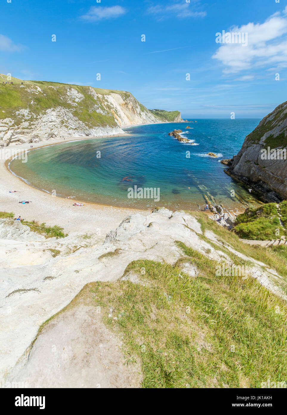 View of 'Man of War' beach adjacent to Durdle Door in West Lulworth Dorset Stock Photo