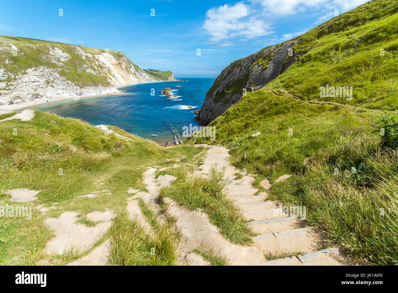 View of 'Man of War' beach adjacent to Durdle Door in West Lulworth Dorset Stock Photo