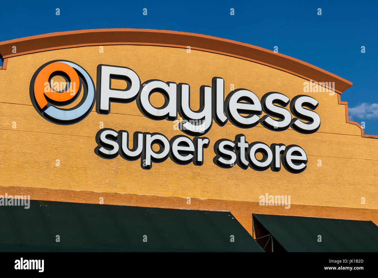 Las Vegas - Circa July 2017: Payless ShoeSource Retail Strip Mall Location. Payless ShoeSource sells shoes at a discount and is privately held by Blum Stock Photo