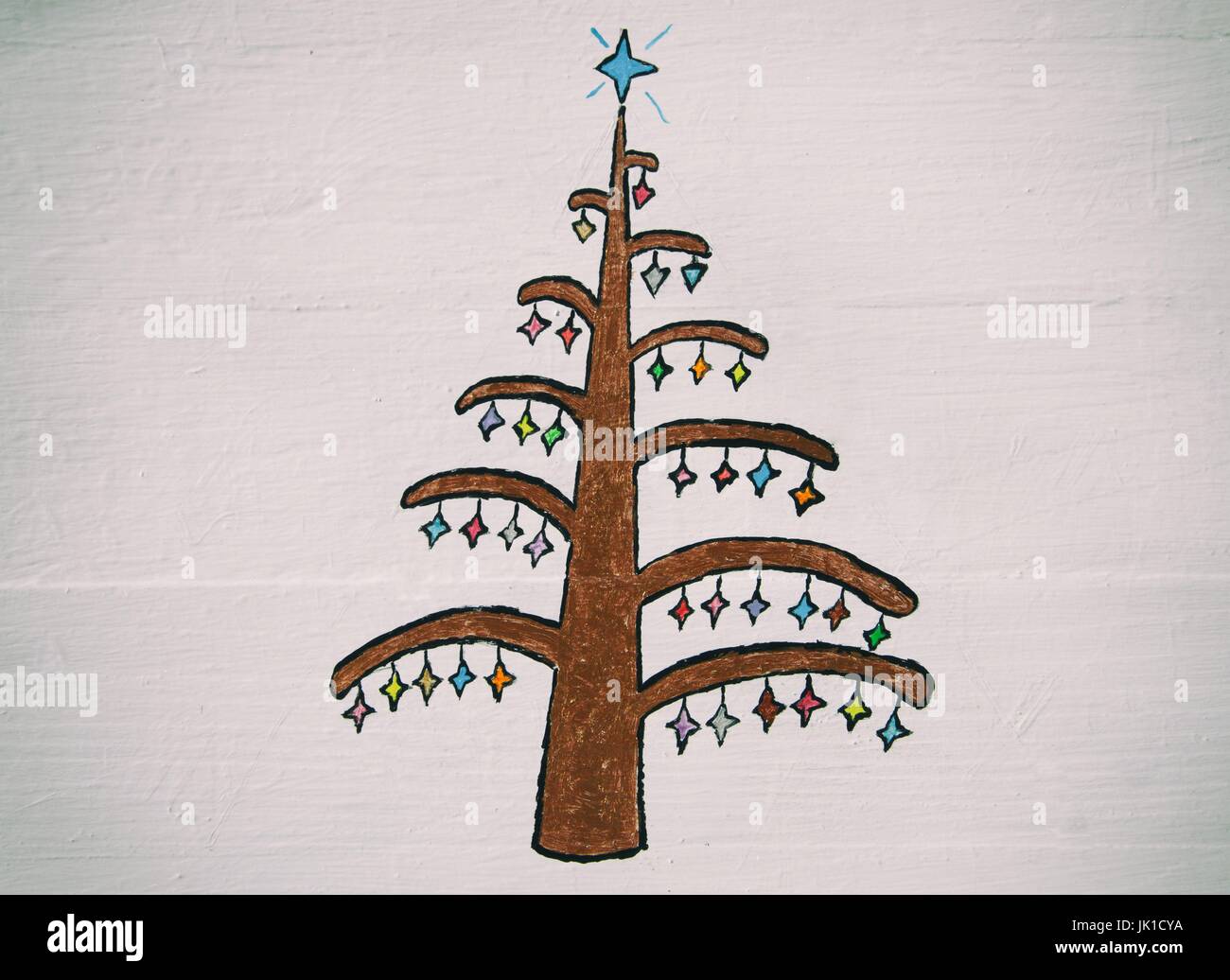 Hand painted Christmas tree Stock Photo - Alamy