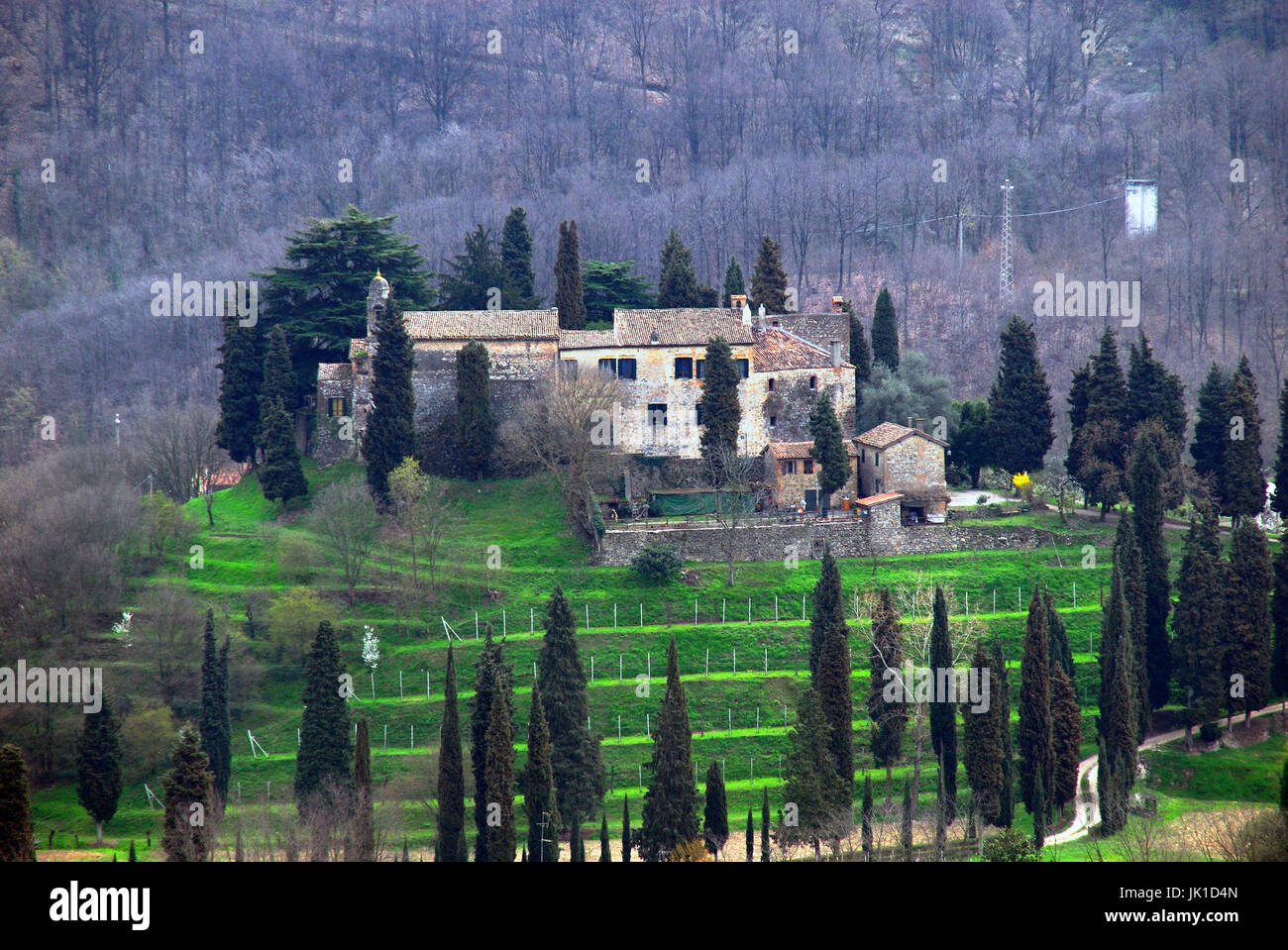 Regional Park of Colli Euganei, Veneto, Italy. A typical  nineteenth century hillside villa. Stock Photo
