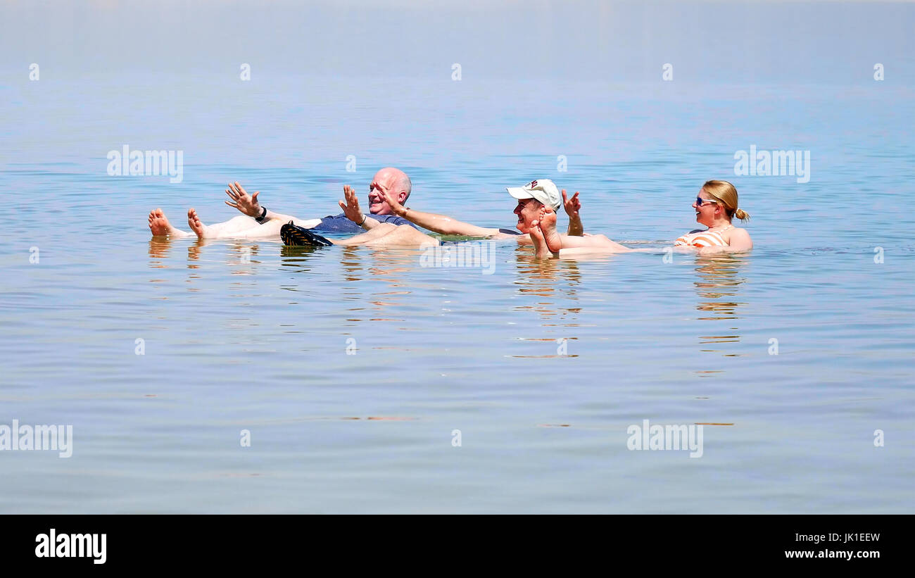 Bathing in the Dead Sea Stock Photo