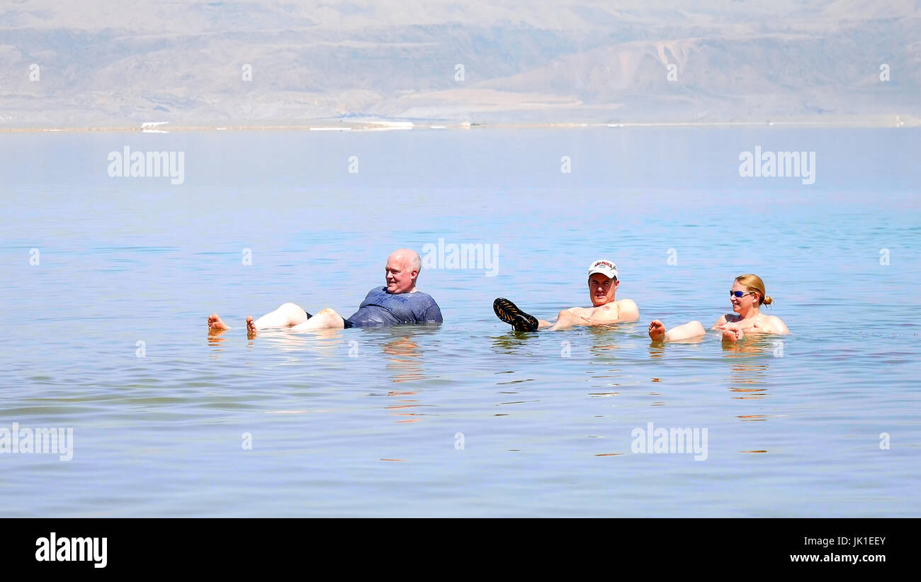 Bathing in the Dead Sea Stock Photo