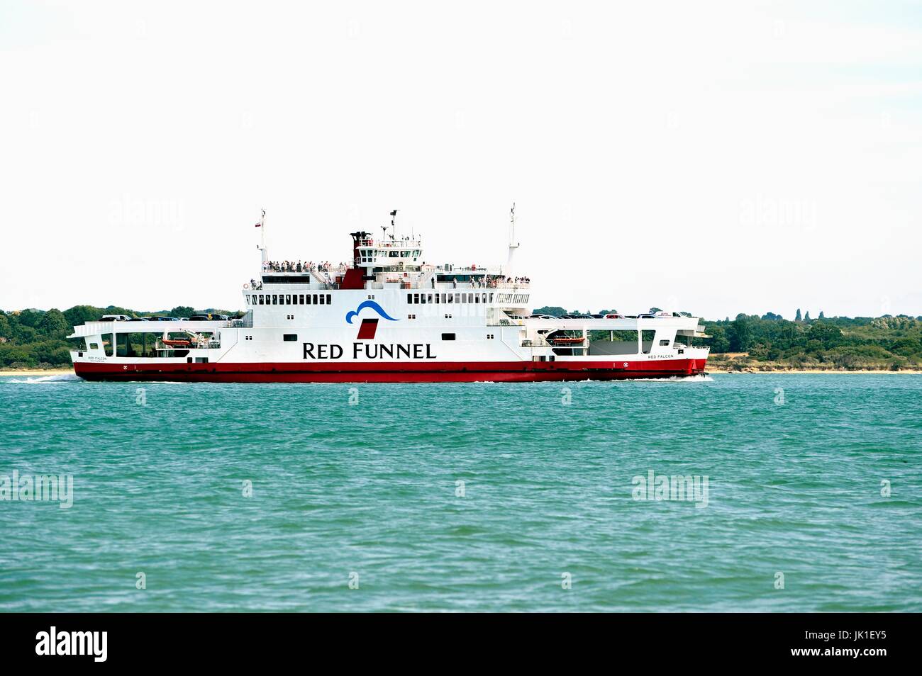 Red Funnel car ferry leaving Southampton for the Isle of Wight Stock Photo