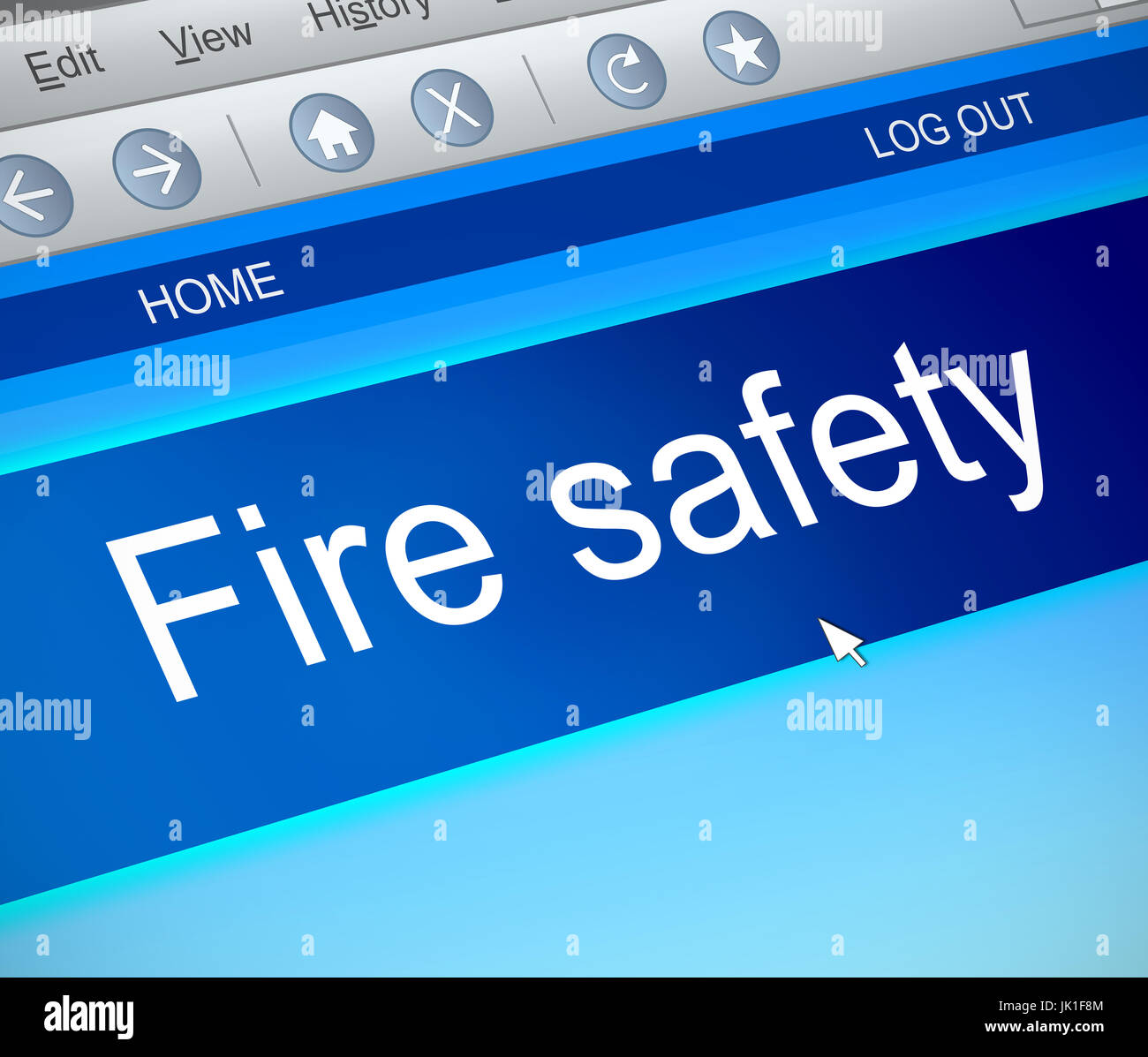 3d Illustration depicting a computer screen capture with a fire safety ...