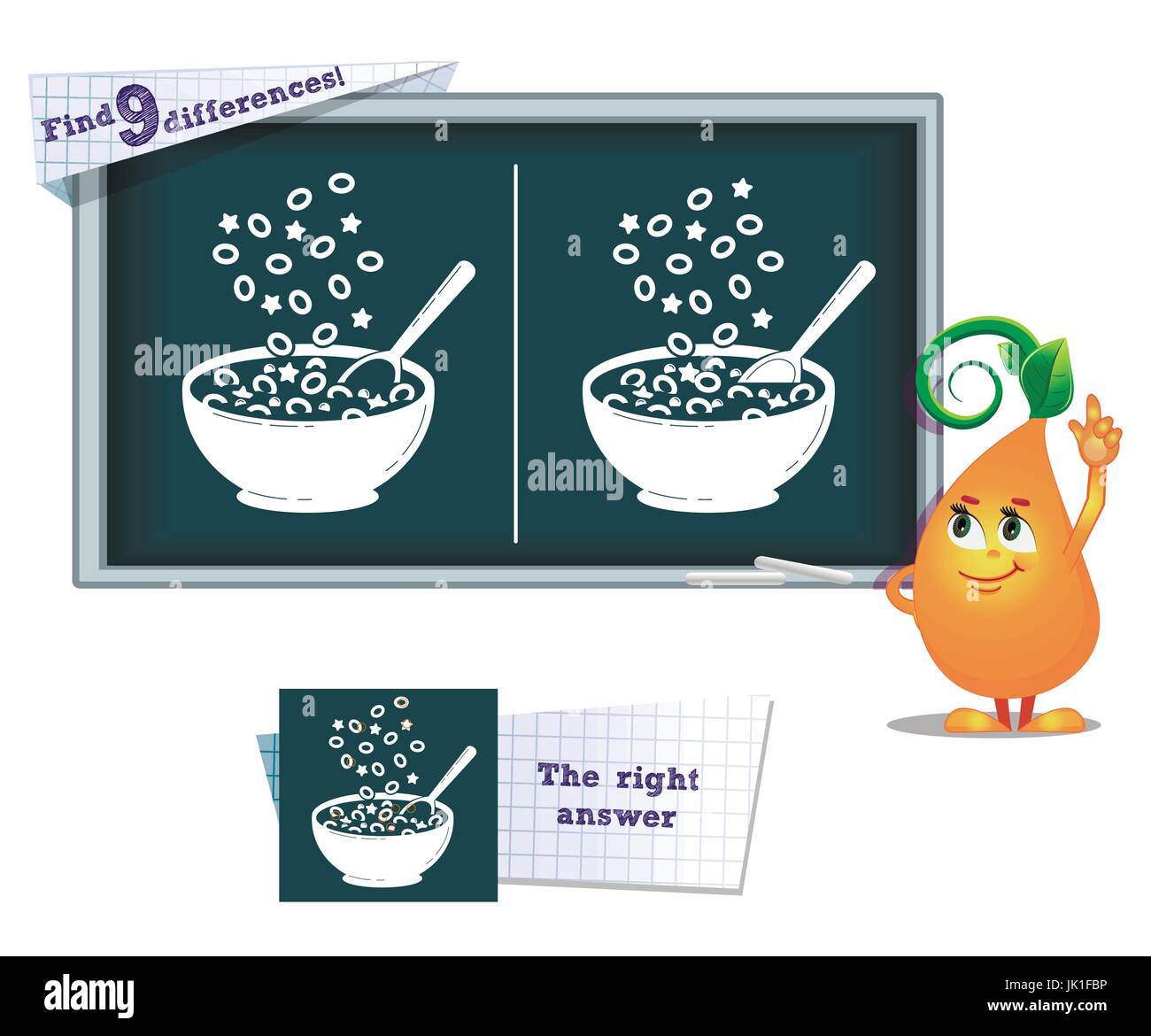visual game for children and adults. Task to find 9 differences in the ...