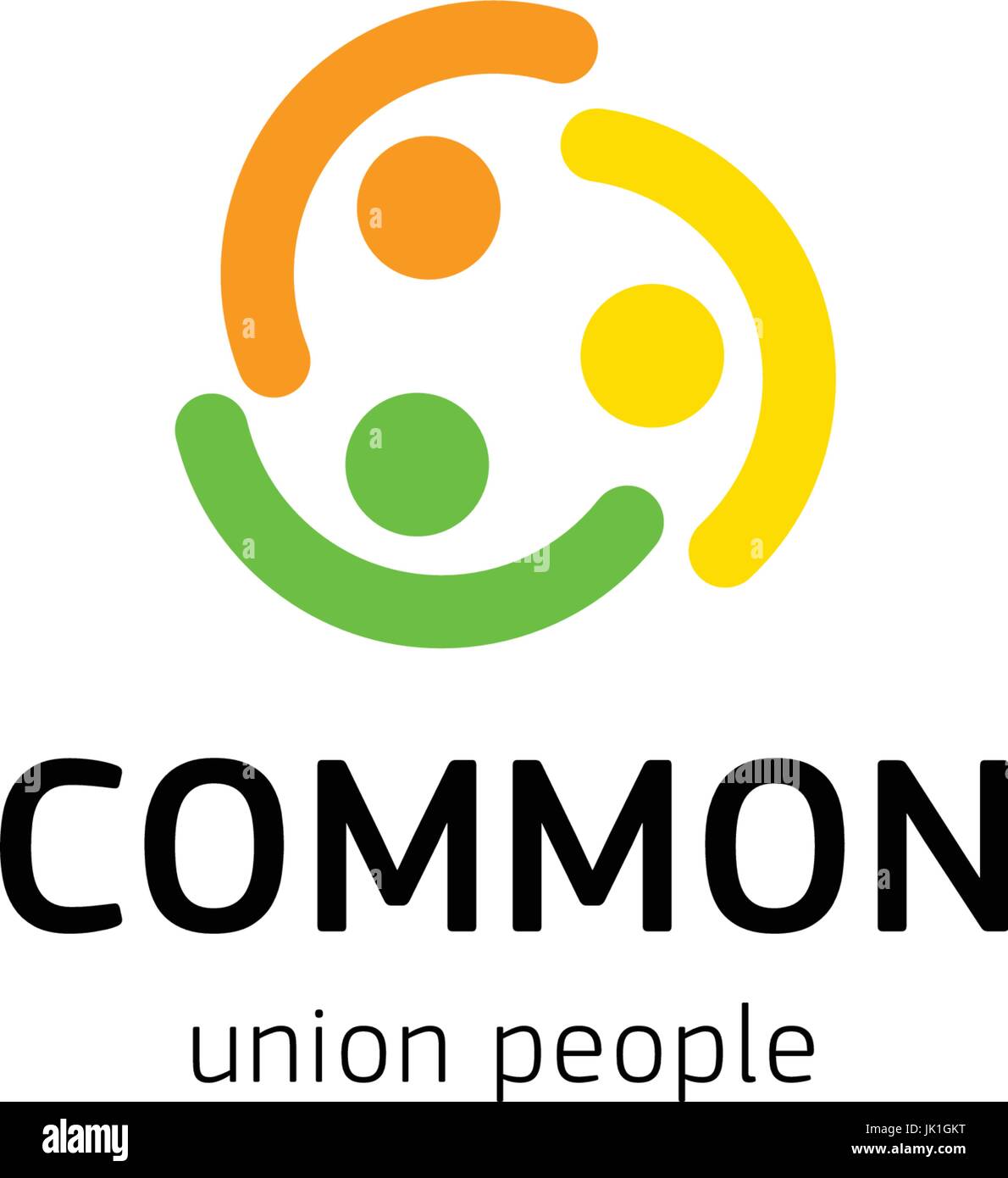 People union vector logo. Common people logotype isolated template. Abstract symbol of connected humans. Stock Vector