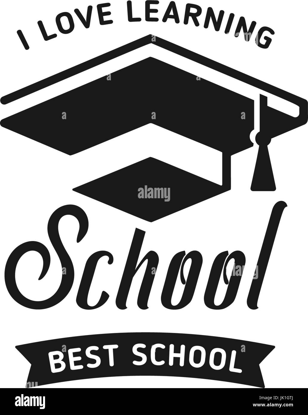 School logo vector. Monochrome vintage style design educational learning sign. Back to school, university, college retro stamp. Black and white education emblem on white background. Stock Vector