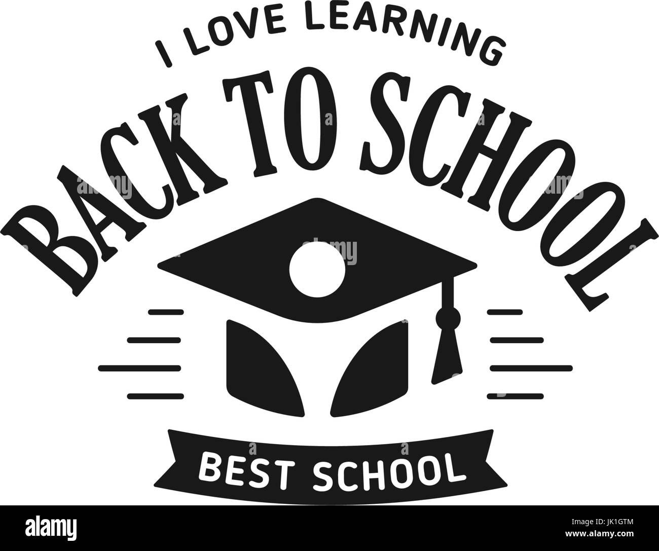 School logo vector. Monochrome vintage style design educational ...