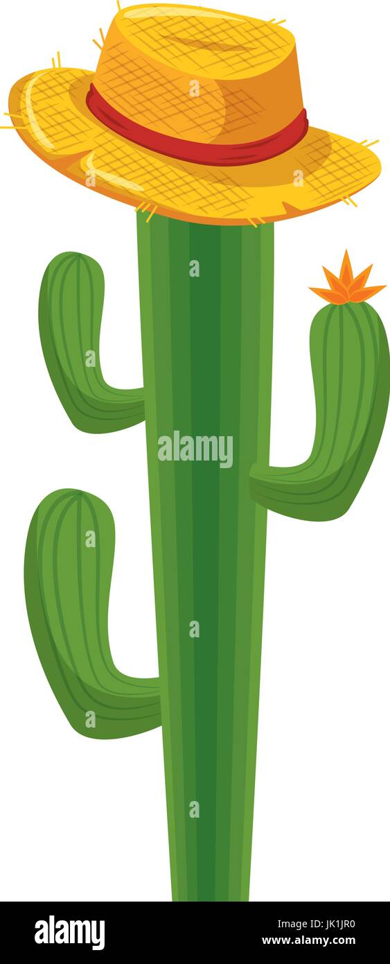 cactus with hat icon over white background vector illustration Stock ...