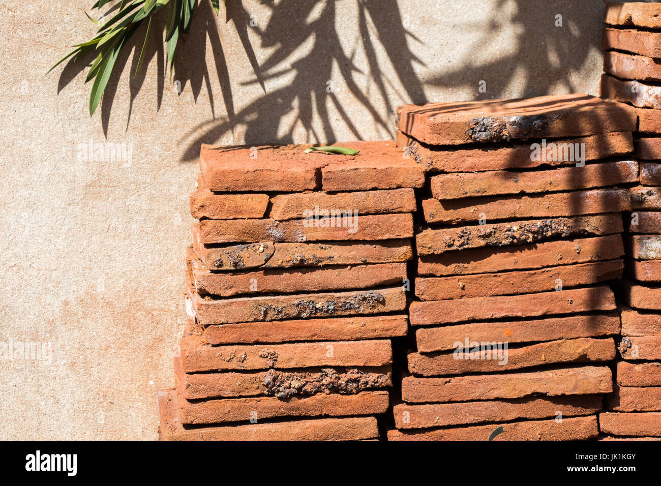 Old grunge bricks beside the wall Stock Photo Alamy