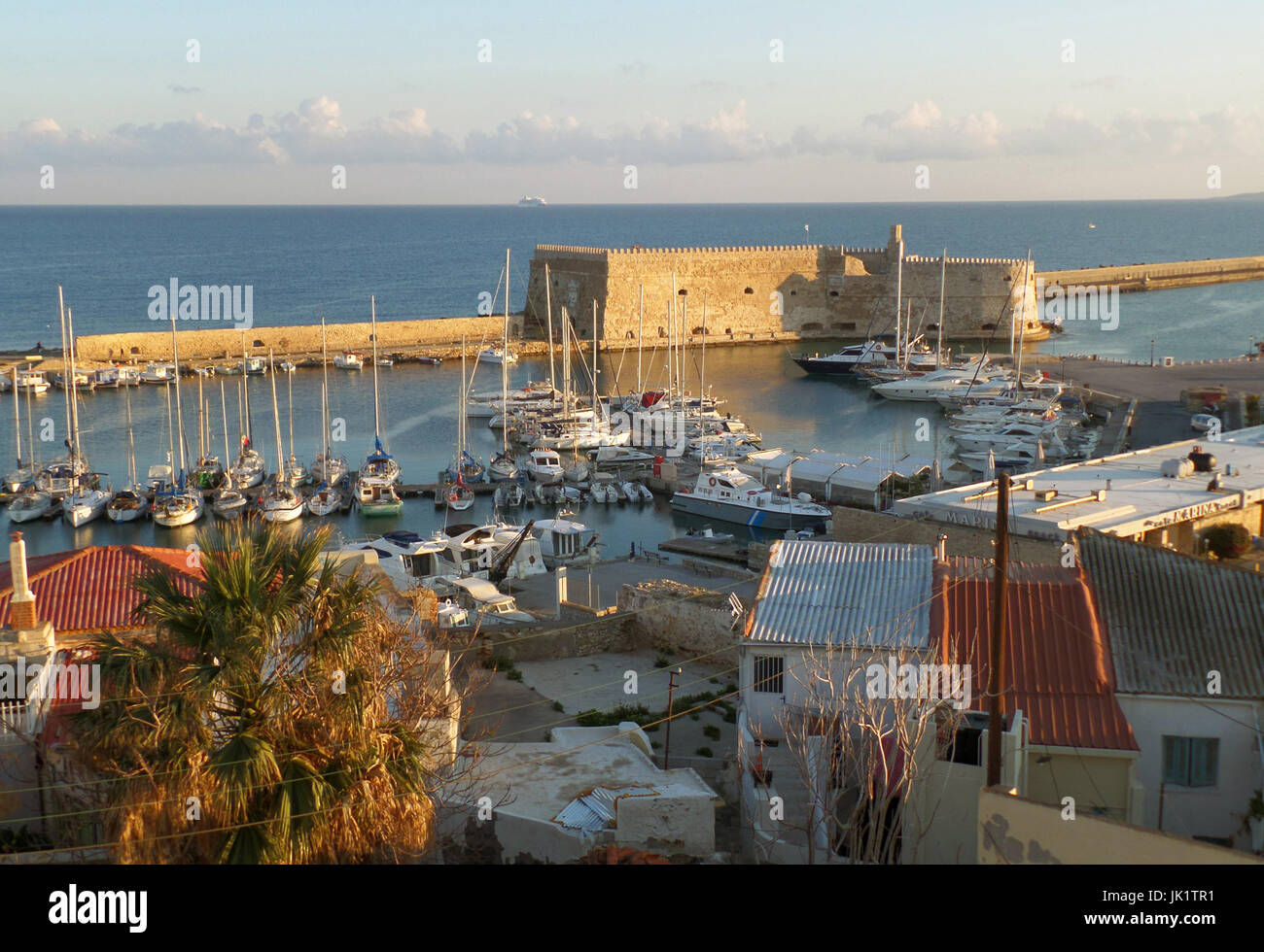 Castello a Mare or the Koules Fortress, Historic Venetian Fortress at the Old Port of Heraklion, Crete Island, Greece Stock Photo