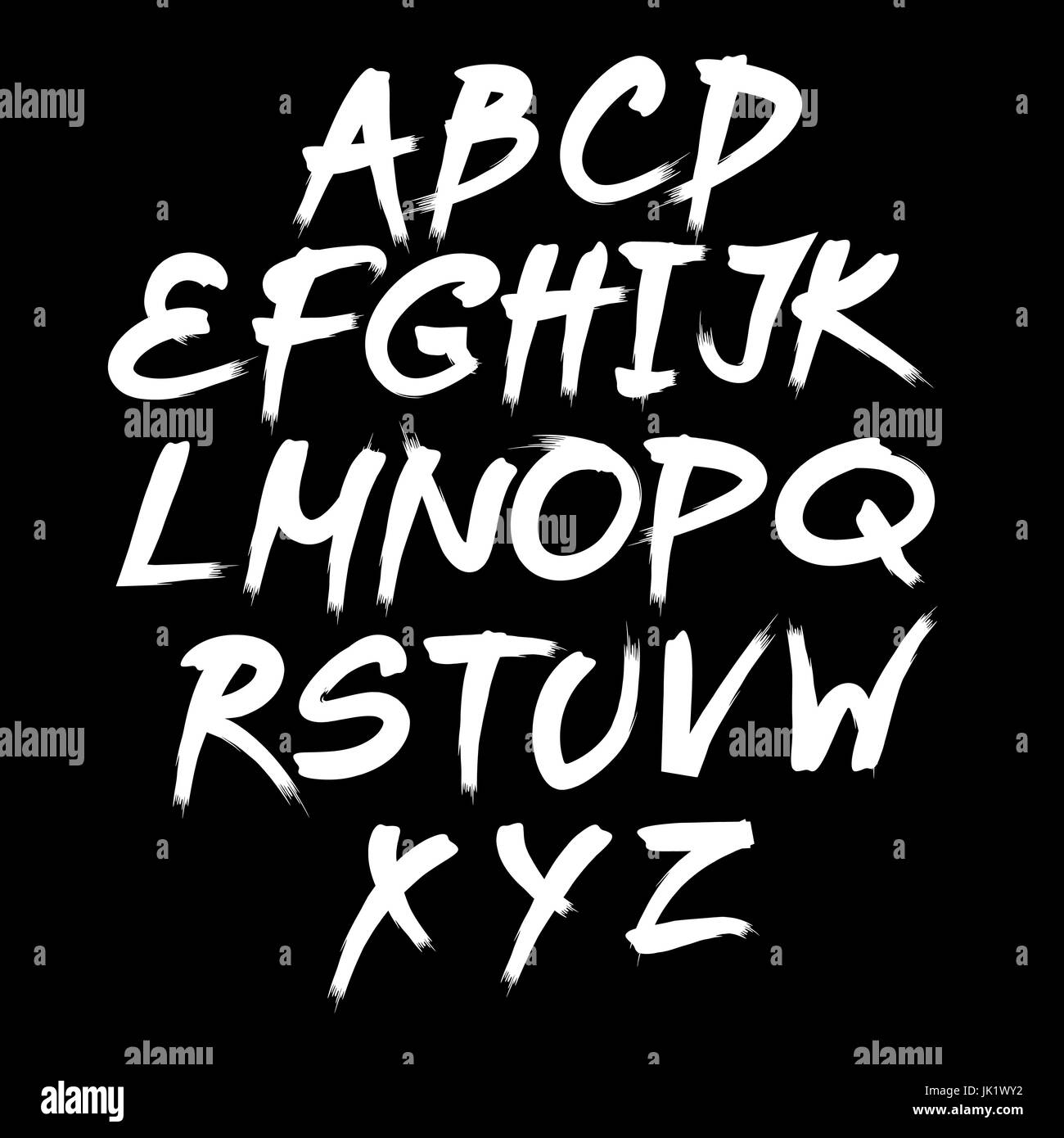 Vector alphabet. Hand drawn letters. Letters of the alphabet written with a brush Stock Vector