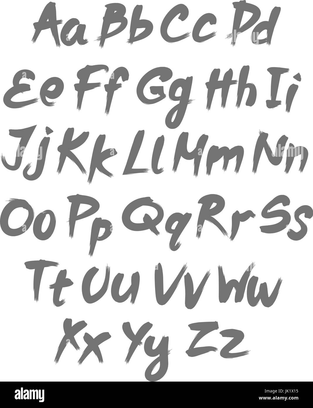 Vector alphabet. Hand drawn letters. Letters of the alphabet written with a brush Stock Vector