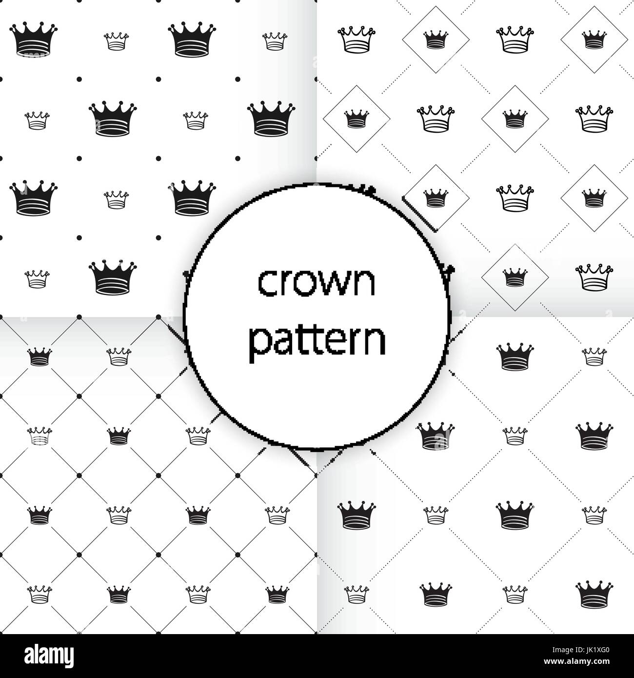vector icons set on gray Simple seamless vector pattern with crown ...