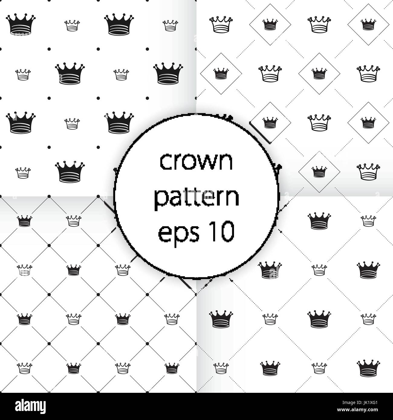 vector icons set on gray Simple seamless vector pattern with crown ...