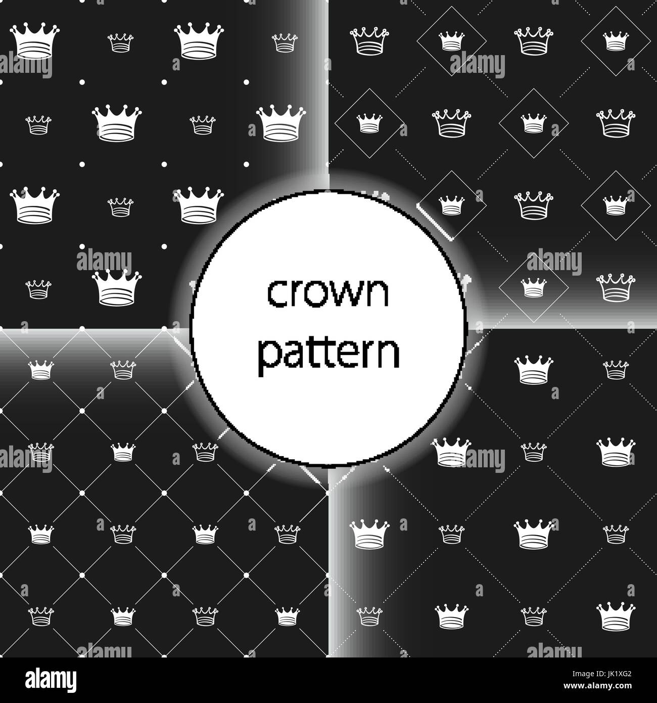 vector icons set on gray Simple seamless vector pattern with crown ...