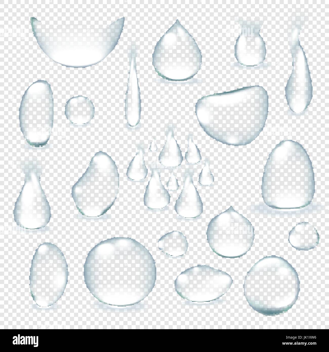 Pure clear water drops realistic set isolated vector illustration art ...