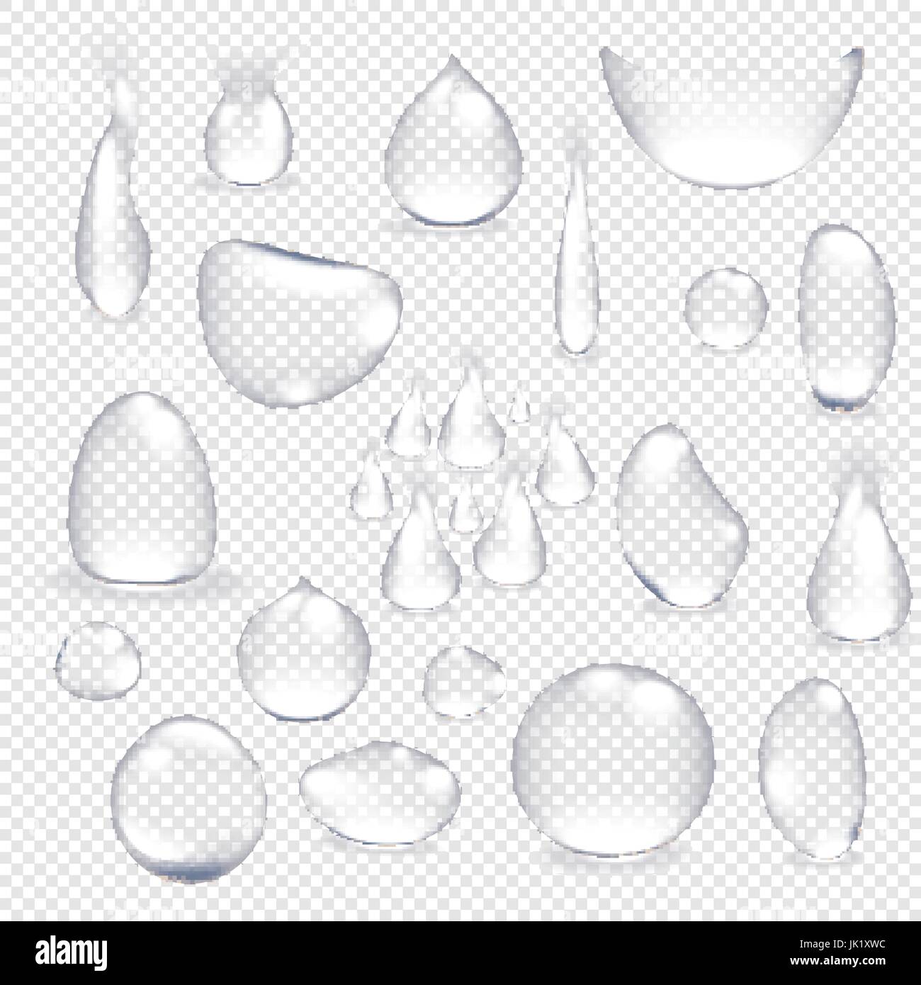 Pure clear water drops realistic set isolated vector illustration art ...