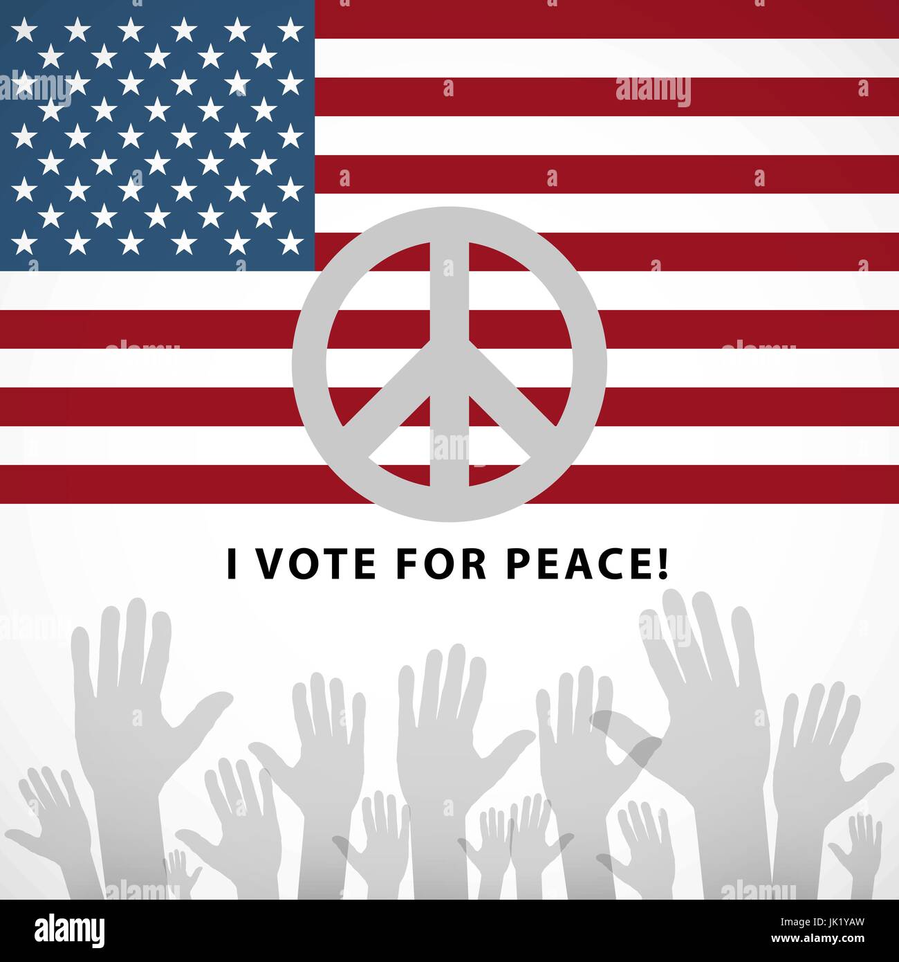 Illustration of a long shadow USA flag icon with a peace sign Stock ...