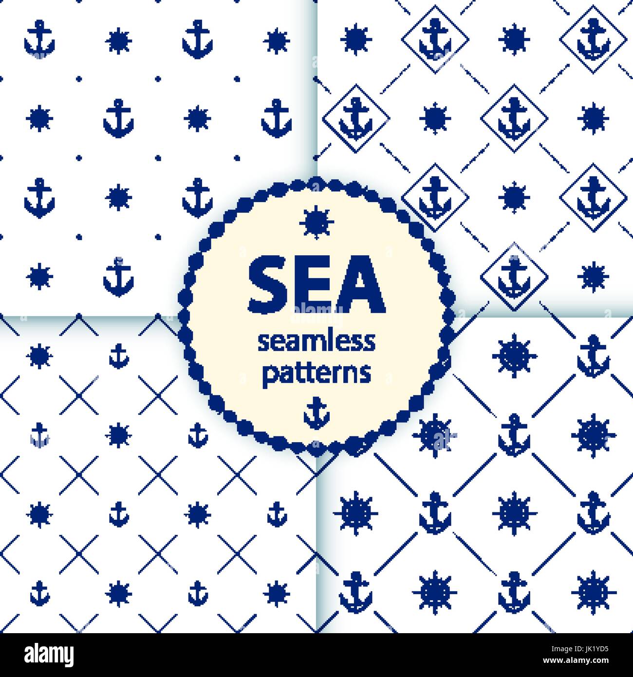 10 Wave different seamless patterns Vector illustration for abstract ...