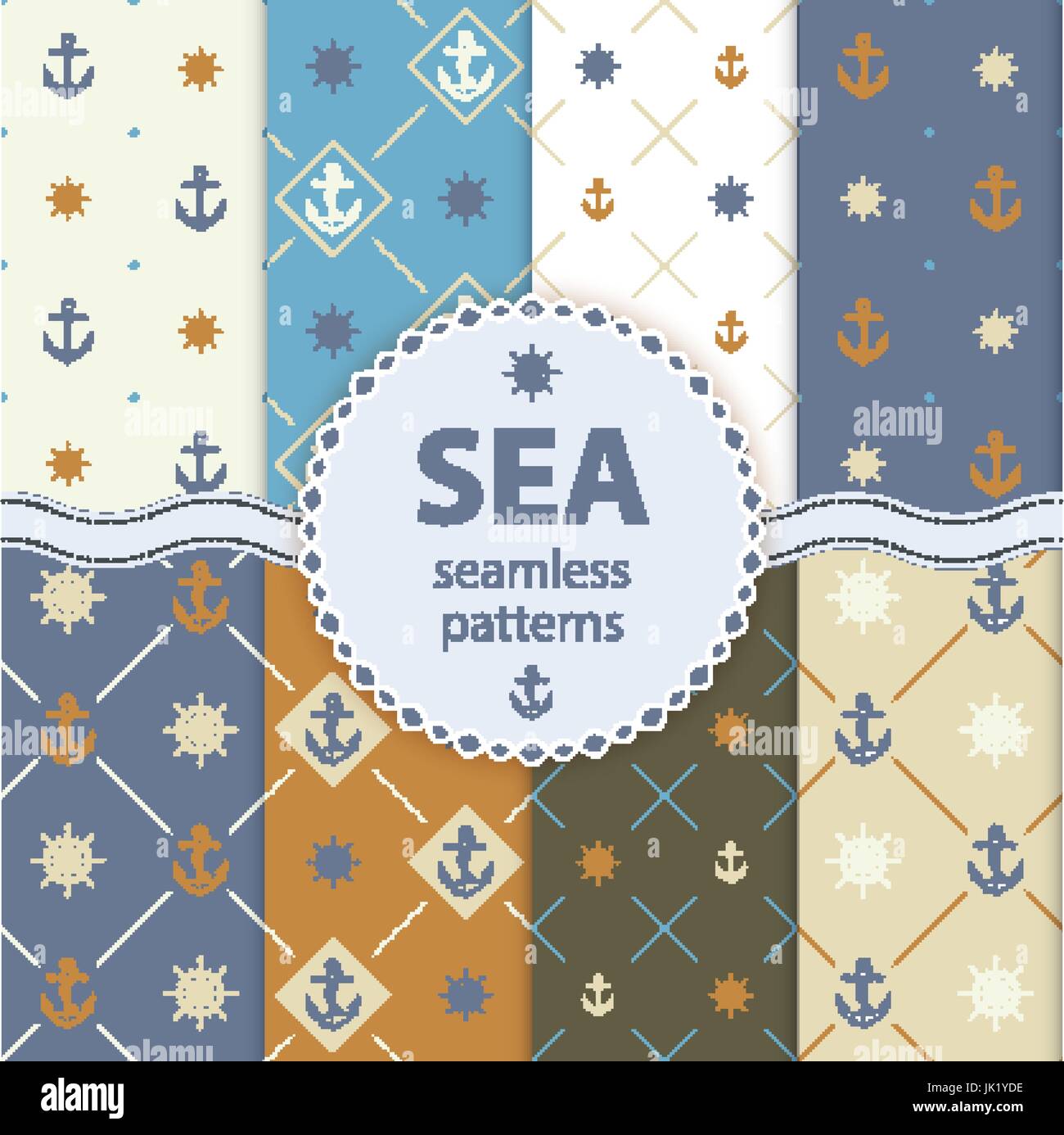 10 Wave different seamless patterns Vector illustration for abstract ...